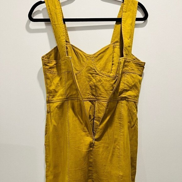 Urban Outfitters Angelique Corset Bustier Mustard Yellow Linen Mini Dress size 2 - Picture 7 of 8